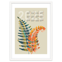 Calendar 2025 colorful fern leaves