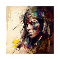 Powerful American Native Warrior Woman #4 (Print Only)