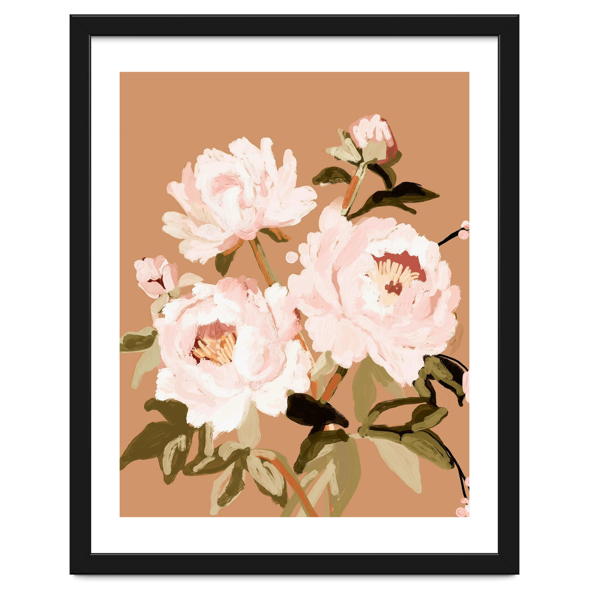 Blush Peony Painting, Floral Wall Art, Neutral Flower Print, Peony Art