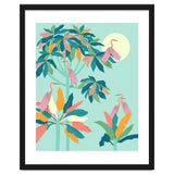 Drawn To The Moon, Stork Heron Flamingo Birds, Tropical Pastel Wildlife Forest Nature, Animals Jungle Bohemian Eclectic Fly thumbnail
