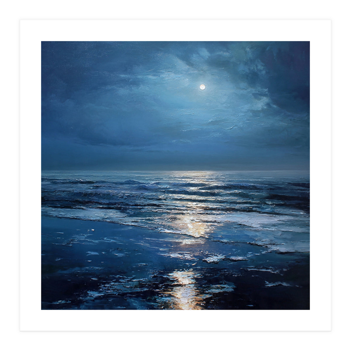 Midnight Blue Moonlit Seascape (Print Only)