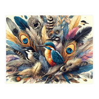 Kingfisher And Songbirds In Peacock Feathers (Print Only)