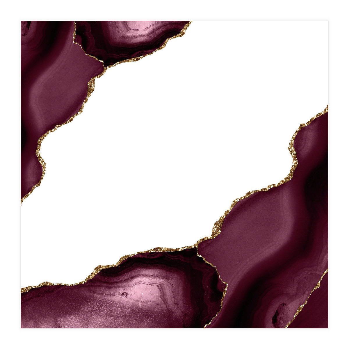 Burgundy & Gold Agate Texture 22  (Print Only)