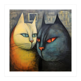 FURRY FRIENDS: GOLDIE AND CHARCOAL, lively duo of animated cats – green eyes, orange eyes. Whiskers charm. (Print Only) thumbnail