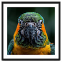 Blue And Gold Macaw Face Focused Portrait