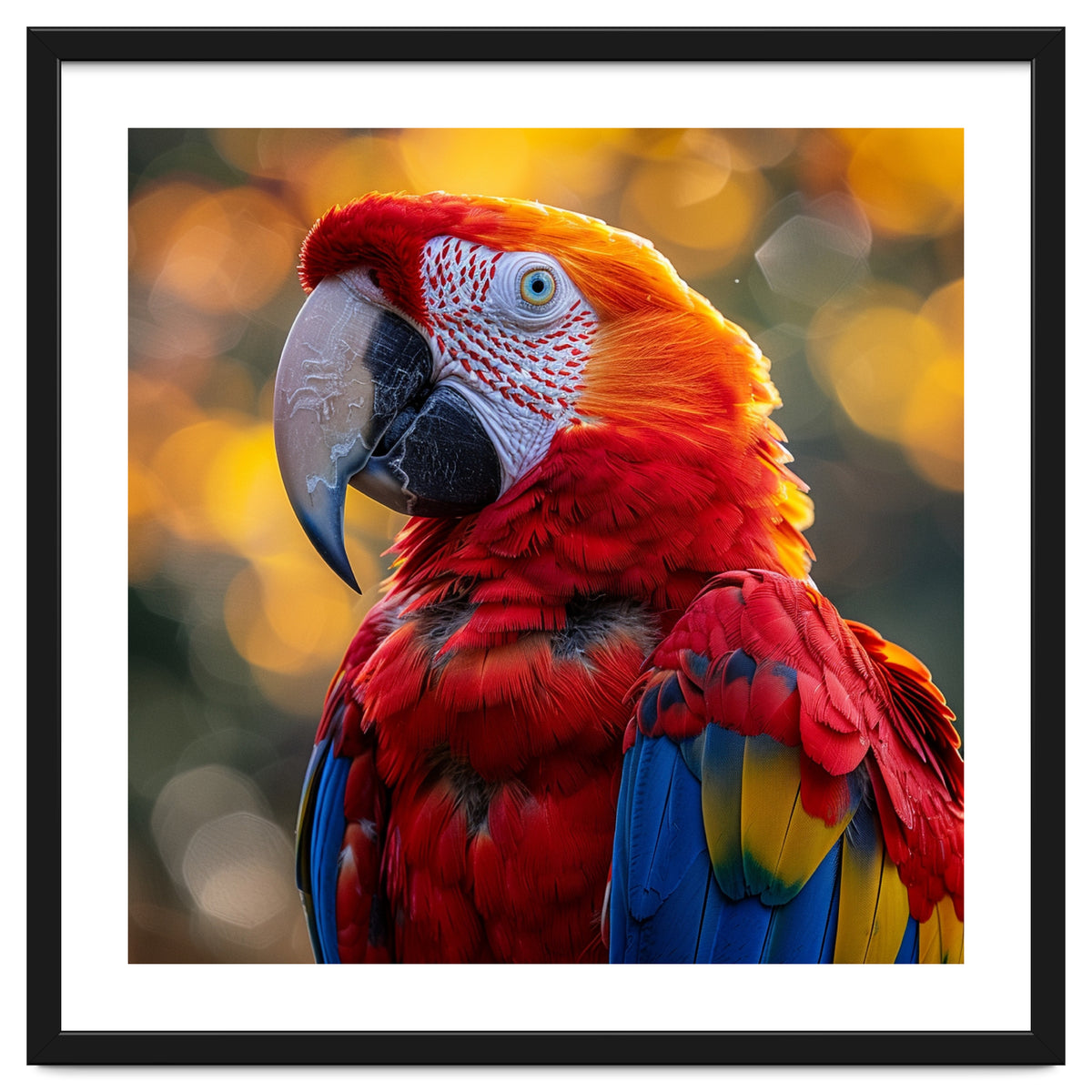 Scarlet Macaw Parrot Close Up Portrait
