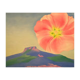 Georgia O’Keeffe – Hollyhock Pink with Pedernal (1937) | Vibrant Modernist Floral Landscape of New Mexico (Print Only) thumbnail