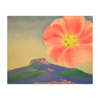 Georgia O’Keeffe – Hollyhock Pink with Pedernal (1937) | Vibrant Modernist Floral Landscape of New Mexico (Print Only)