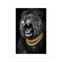 Bejweled hyper-realistic lion photography,diamond fangs portrait (Print Only)