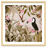 Vintage Exotic Birds Sepia Rainforest Flower Jungle thumbnail