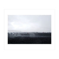 Tourists on the black sand beach - Iceland  (Print Only)