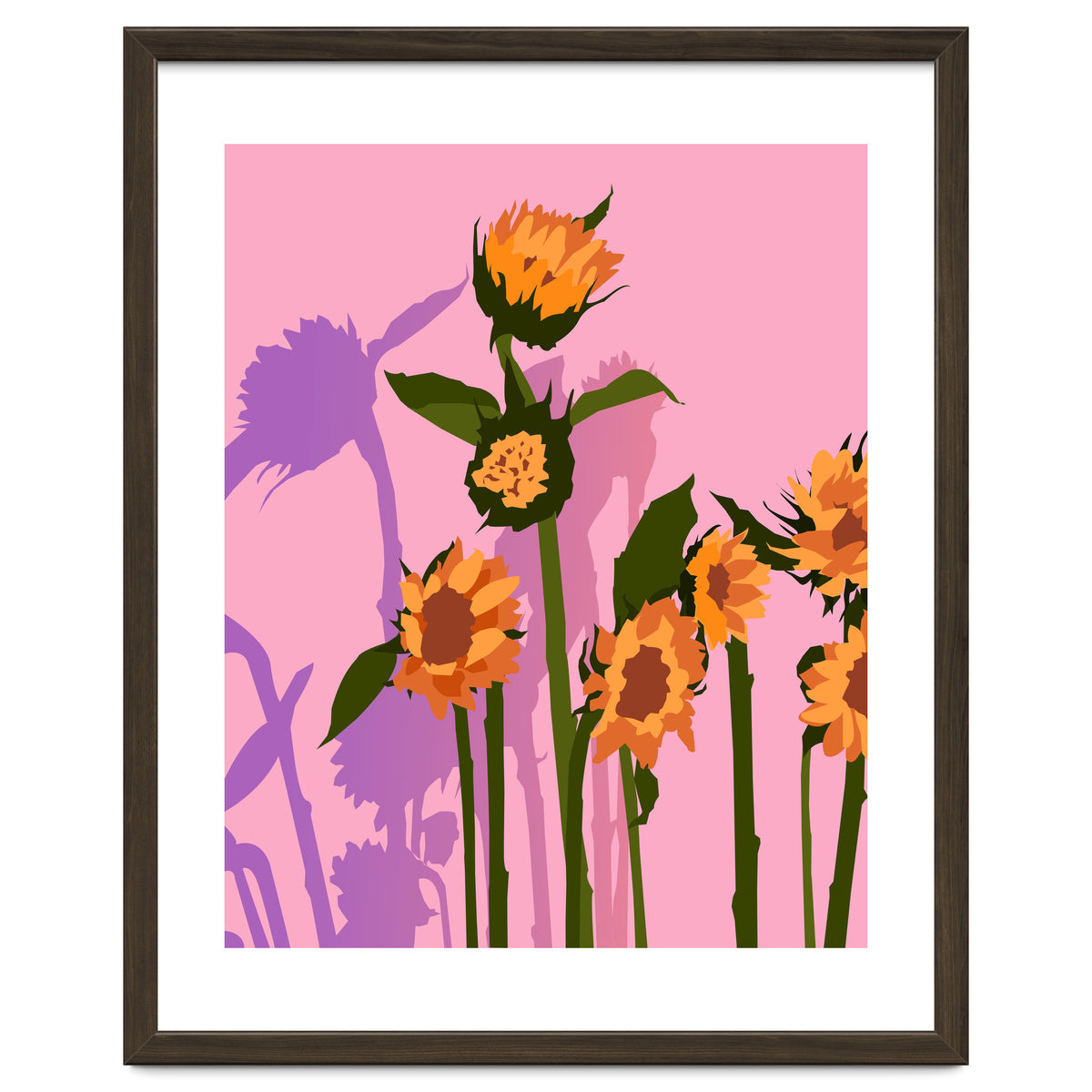 Golden Sunflowers Inside, Botanical Nature Floral Plants Painting, Blush Meadow Blossom Spring, Summer Bohemian Eclectic Positivity