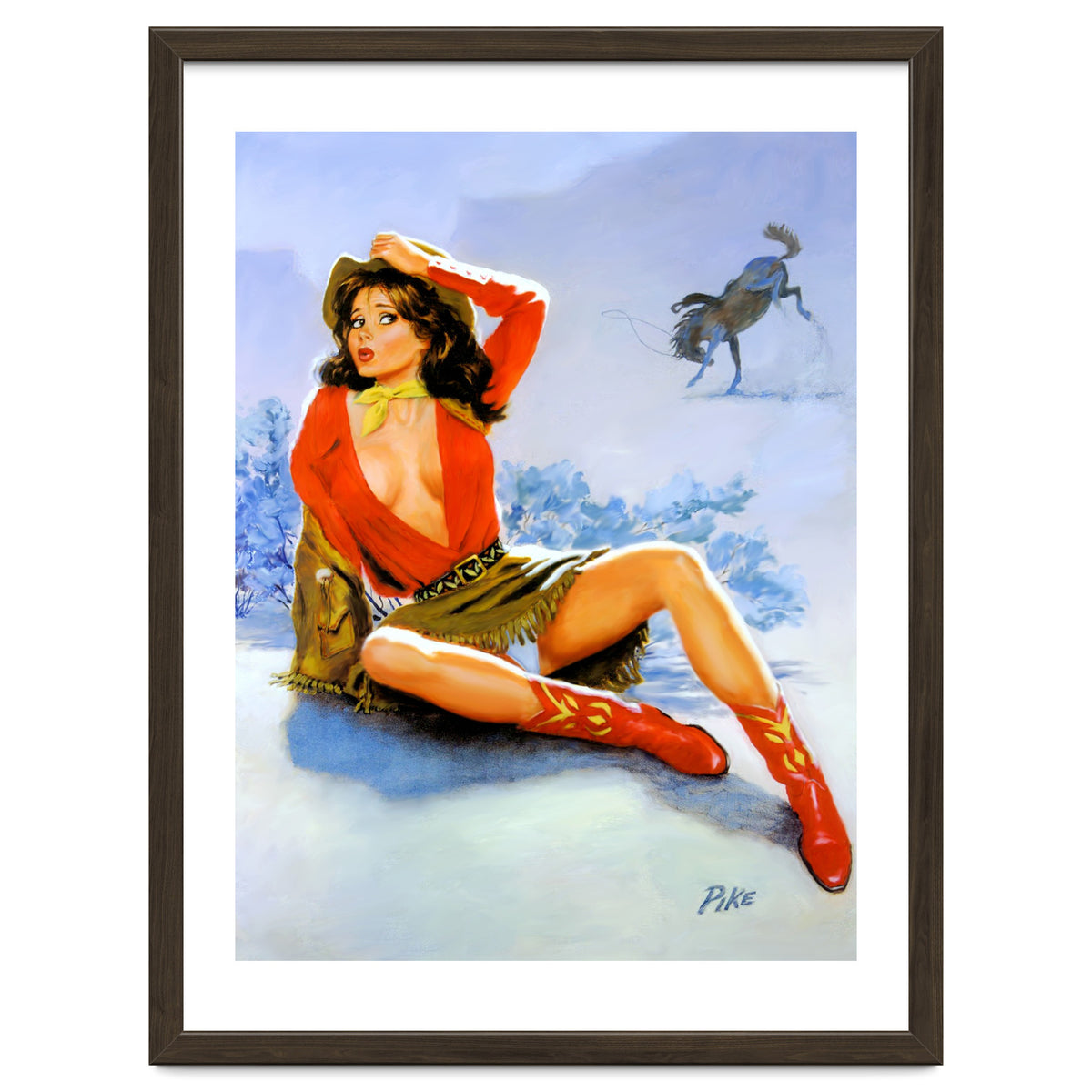 Pinup Girl Fell From A Wild Horse