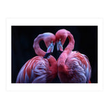 Two Pink Flamingos Forming A Heart Shape (Print Only) thumbnail