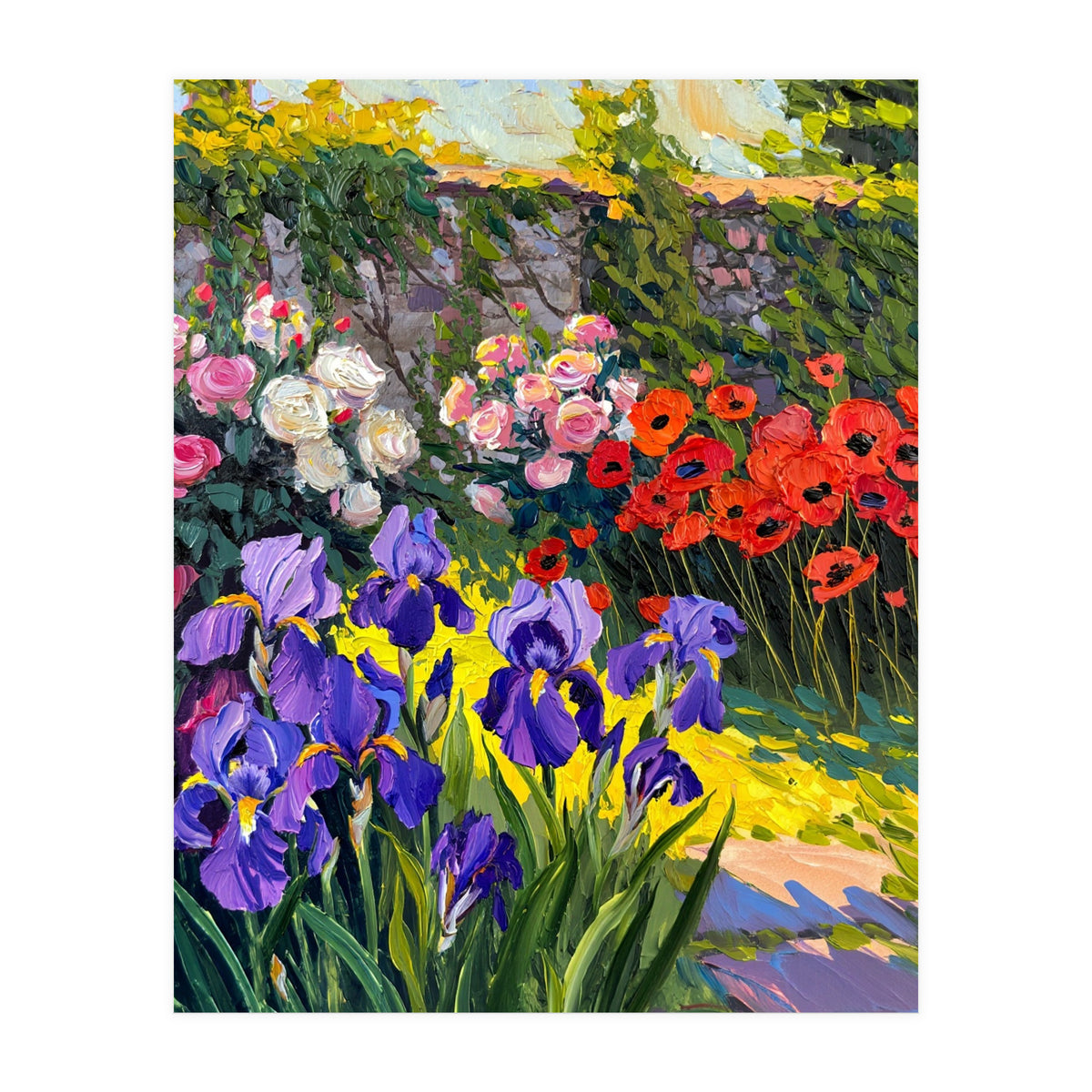Sun-Drenched Secret Garden Oil Painting (Print Only)