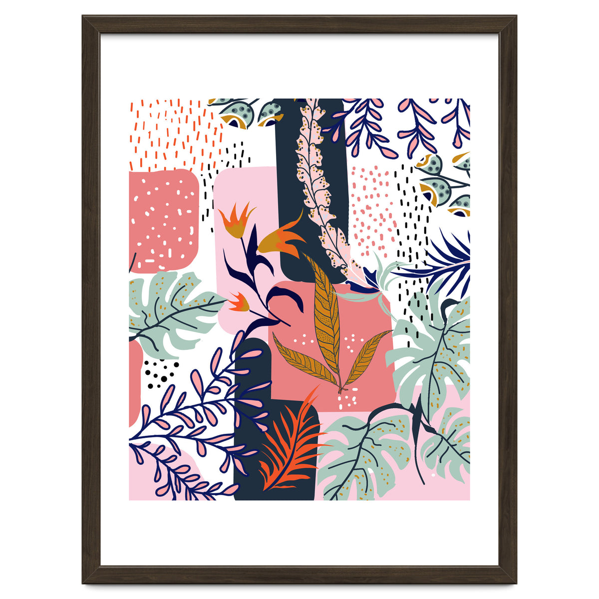 Mood | Abstract Chic Modern Bohemian Painting | Contemporary Eclectic Blush Botanical Nature