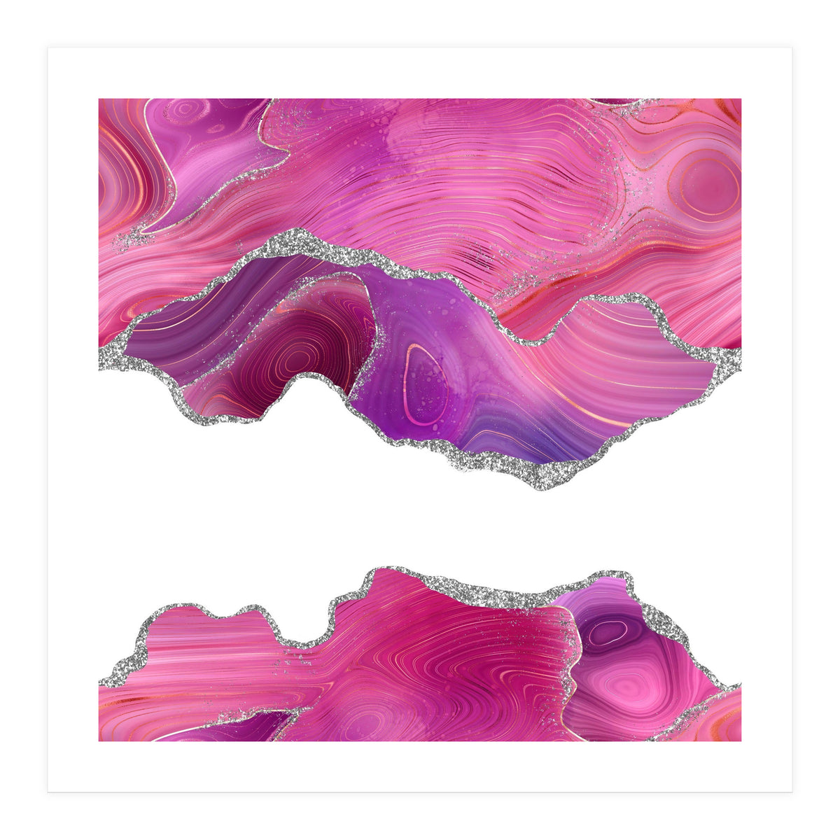 Magenta & Silver Agate Texture 07  (Print Only)