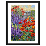 Vibrant Summer Poppy and Lavender Garden Oil Painting thumbnail