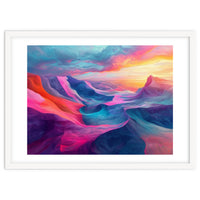 Vibrant Abstract Mountain Landscape at Sunset