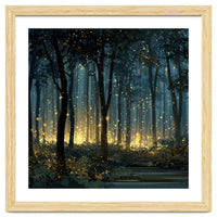 Enchanted Midnight Forest with Glowing Fireflies