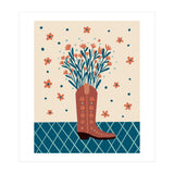 Mocha Cowboy boot with flowers (Print Only) thumbnail