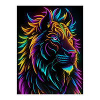 Lion Colored Neon Art (Print Only)