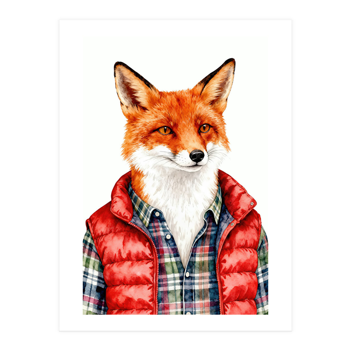 Dapper Fox Portrait Puffer Wild Fashion  (Print Only)