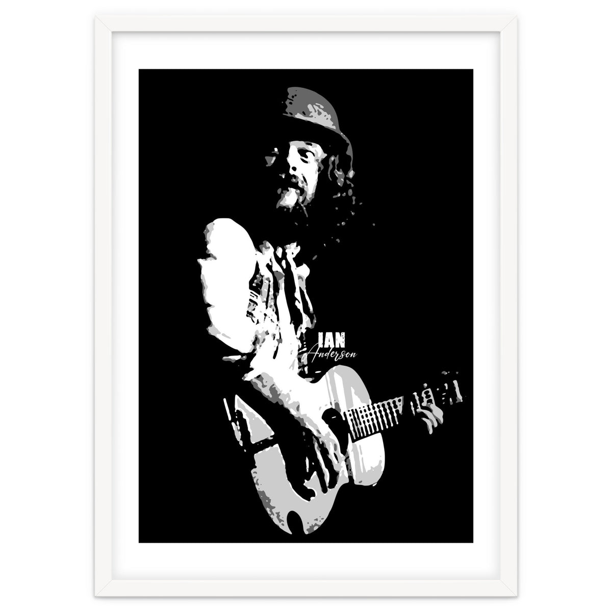 Ian Anderson Rock Music Legend in Grayscale