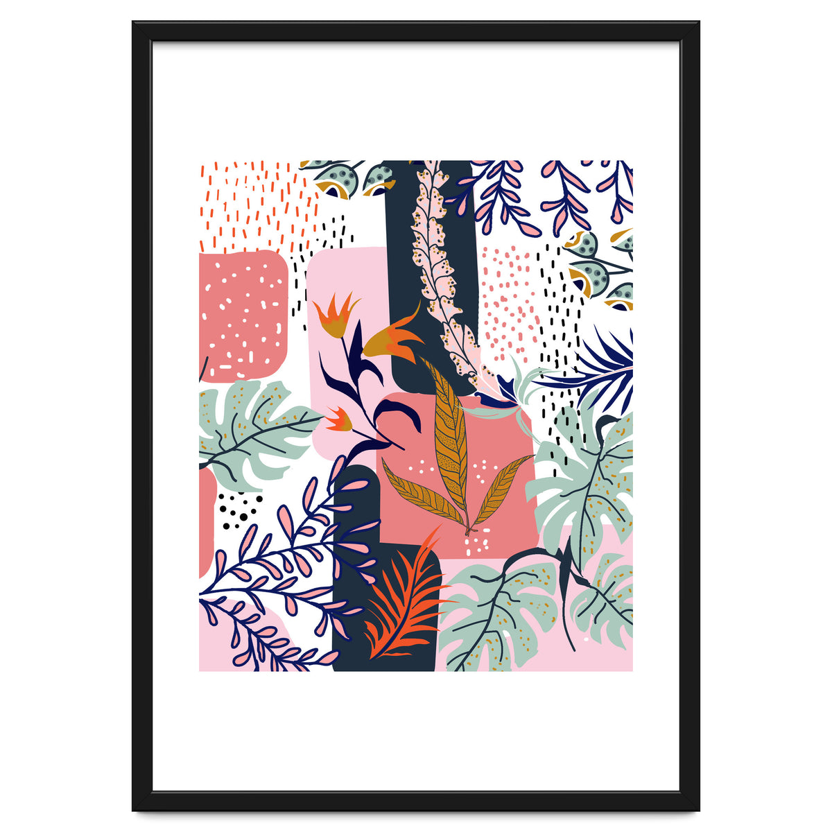 Mood | Abstract Chic Modern Bohemian Painting | Contemporary Eclectic Blush Botanical Nature