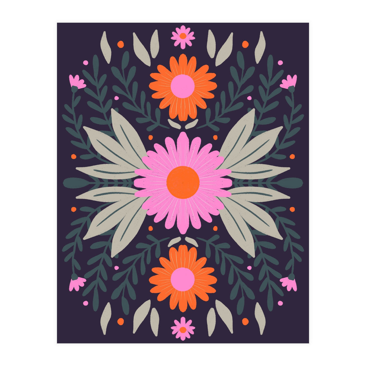 Pink And Orange Flowers (Print Only)