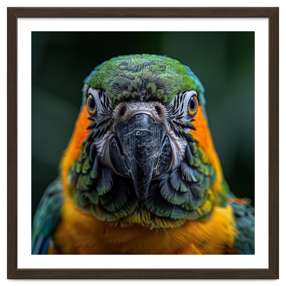 Blue And Gold Macaw Face Focused Portrait