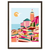 Crimson Rouge, Colorful Architecture Buildings, Greece Cityscape Skyline, Seagull Travel Summer Eclectic Bohemian Pop Of Color Positivity thumbnail