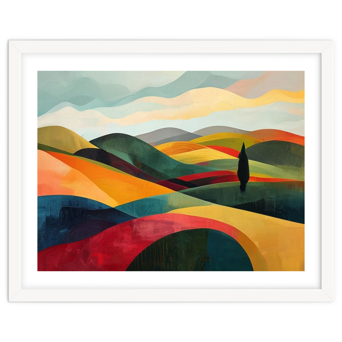 Abstract Tuscan Hills Landscape Painting