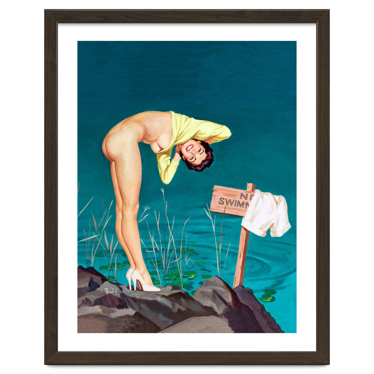 Sexy Pinup Girl With No Swimming Sign