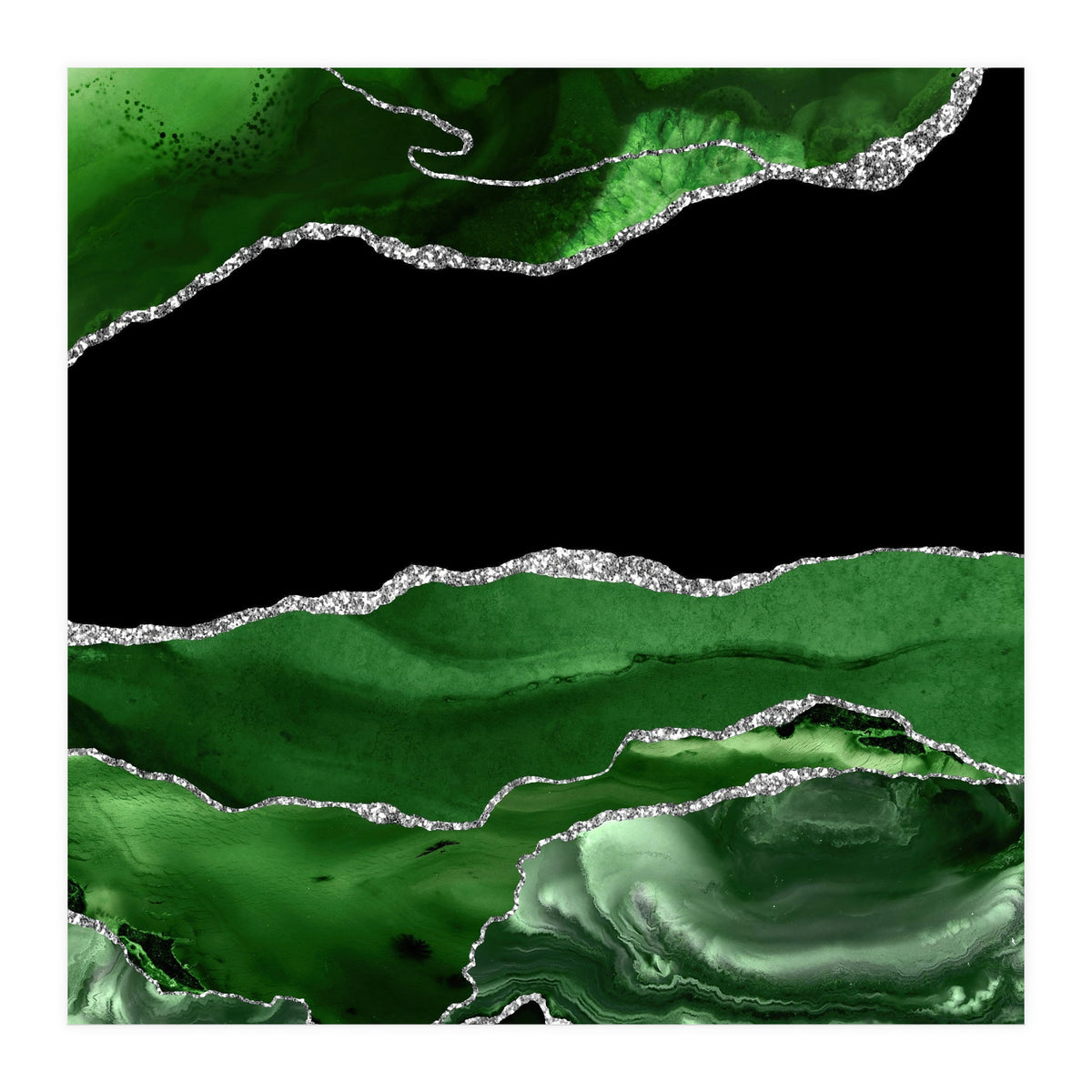 Green & Silver Agate Texture 02  (Print Only)