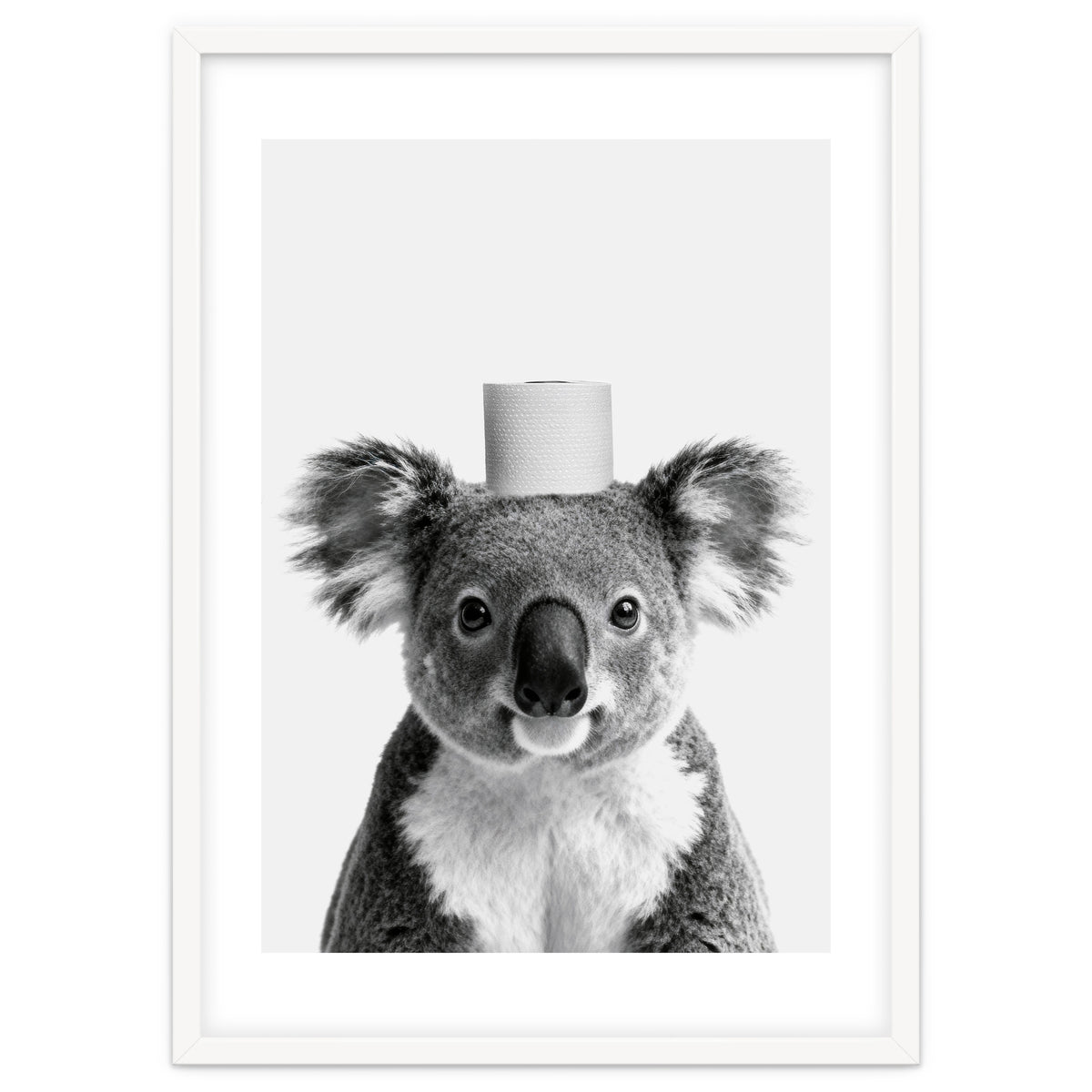 Koala, Toilet Paper Crown, Cute Animal Bathroom Art