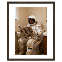 Retro AstronautReading Newspaper, Toilet Humor, Astronaut on Toilet