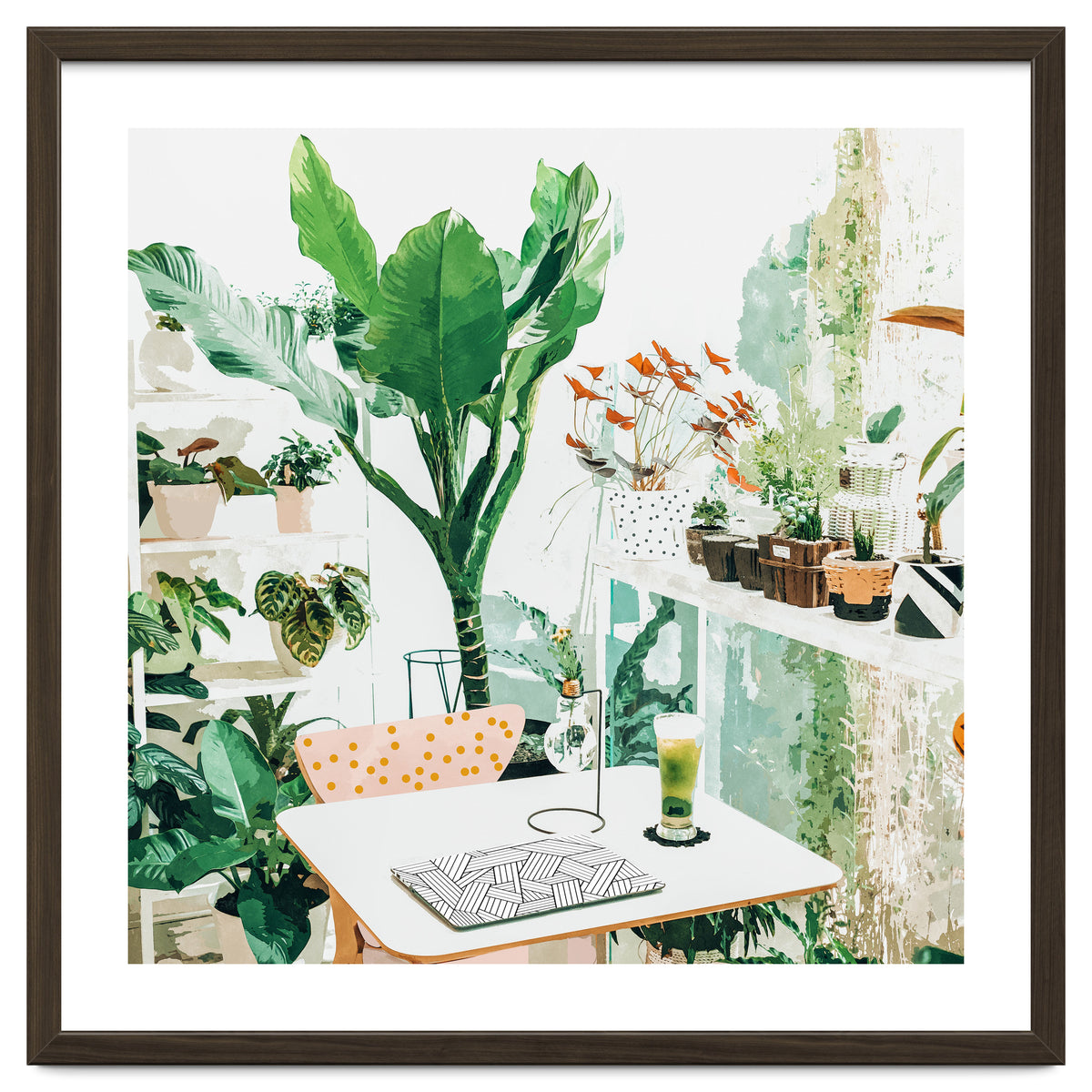 Junglow, Urban Jungle Botanical Home decor, Tropical Plants Interior Design Plant Lady Painting