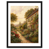 Idyllic Sunlit Cottage Garden Oil Painting thumbnail