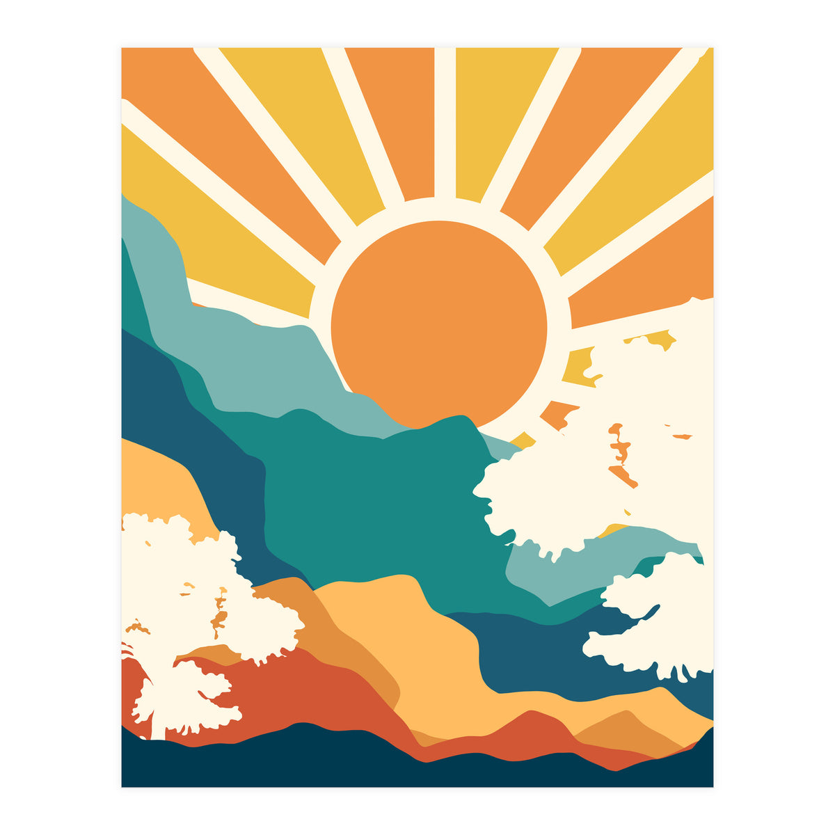 Sunrise Mindset, Positivity Optimism Self Love Self Care Growth, Nature Retro Eclectic Bohemian Peace Contemporary (Print Only)