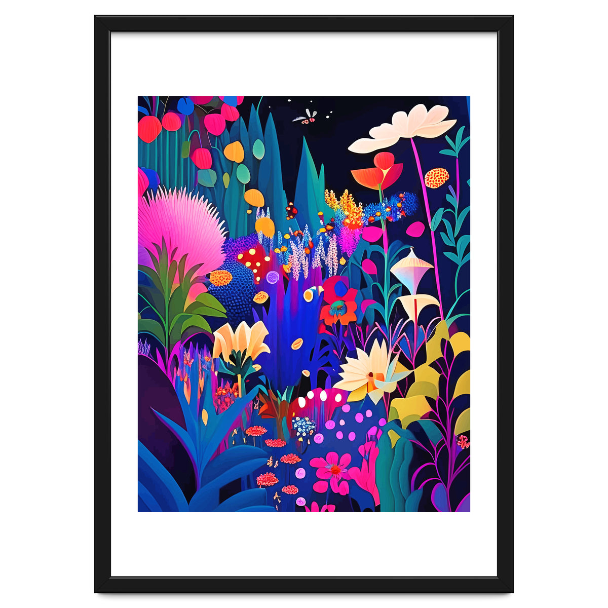 Surreal Emotions, Abstract Colorful Bold Botanical Nature Garden, Eclectic Boho Bohemian Modern Contemporary Graphic Design Painting