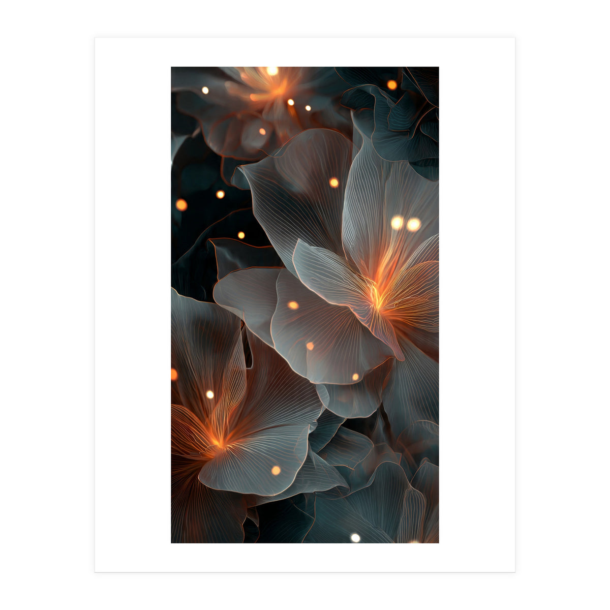 Ethereal Glowing Flora: Abstract Translucent Petals (Print Only)