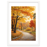 Original Autumn Park Landscape Oil Painting Style