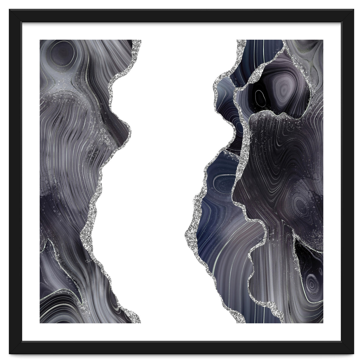 Black & Silver Glitter Agate Texture 05