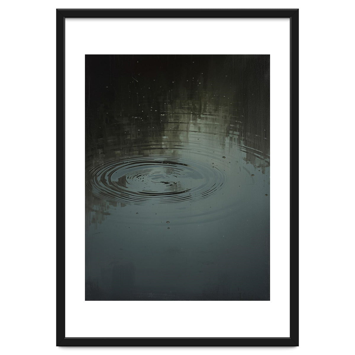 Moody Rain Puddle Ripples Oil Painting