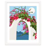 Bougainvillea Arch, Greece Santorini Architecture Travel, Summer Botanical Nature Bohemian, Eclectic Boho thumbnail