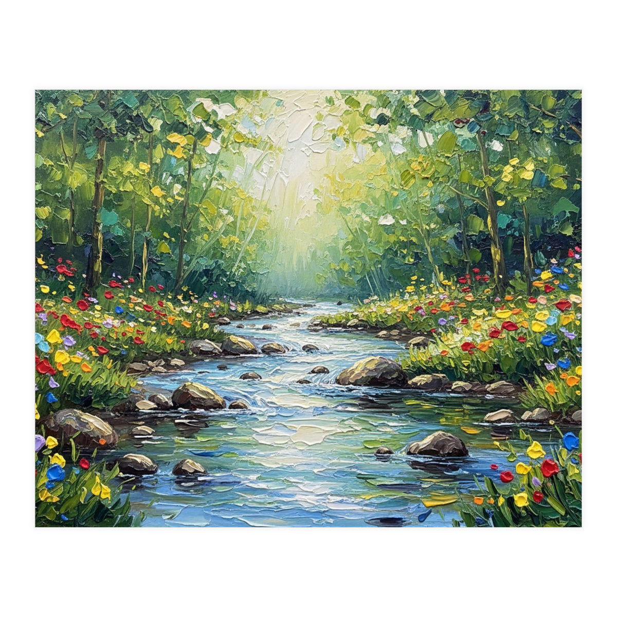Sunlit Forest Stream (Print Only)