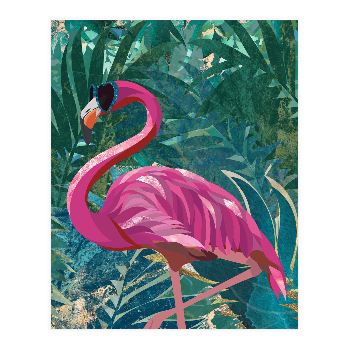 Flamingo in the jungle (Print Only)