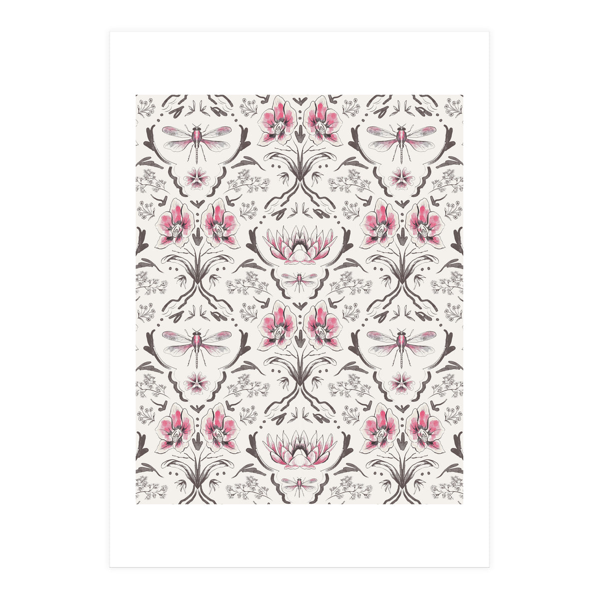 Bohemian Garden Pink Pattern (Print Only)