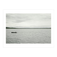 A boy pedaling the Board on the Lake - Iceland (Print Only)
